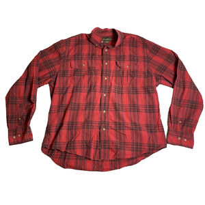 Eddie Bauer Flannel Button Down Mens XL Classic Red Plaid Spring Layer Outdoor